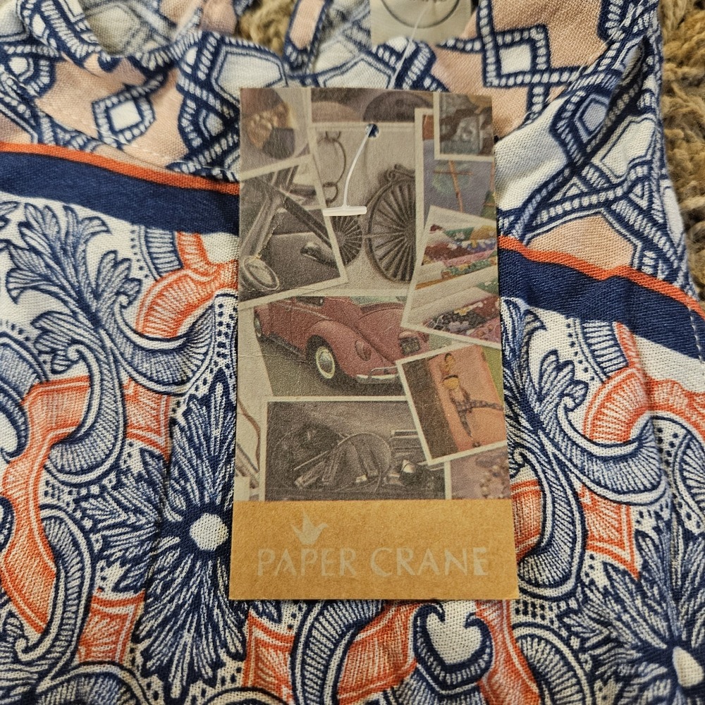 Paper Crane Womens Size Large Blue Pink Orange Floral Flowy Tank Top Blouse NWT - Picture 3 of 7
